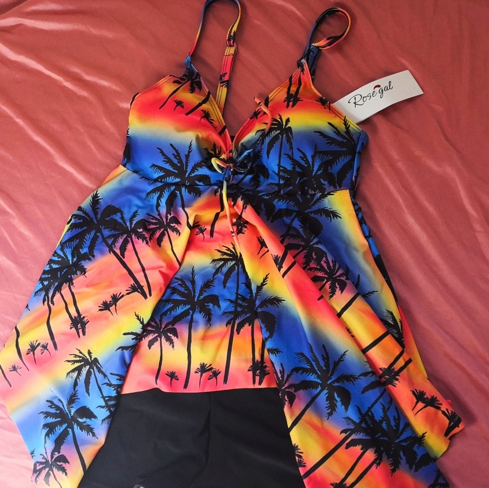 Rosegal Tropical Sunset Tankini